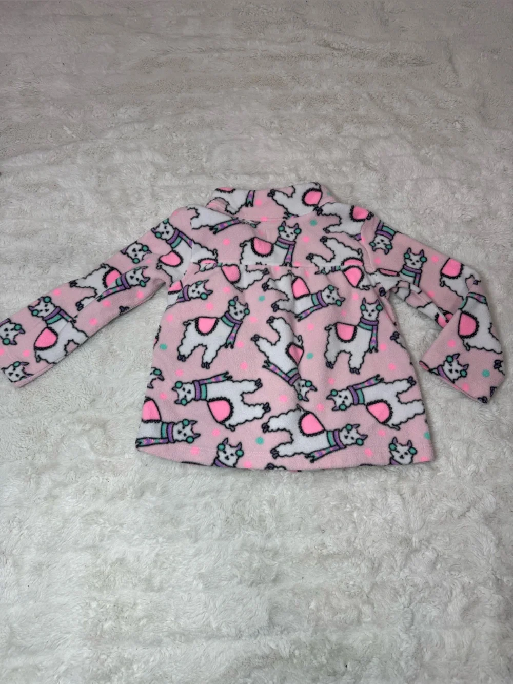 Kids Pink Llama Fleece Jacket - Cozy Zip Front